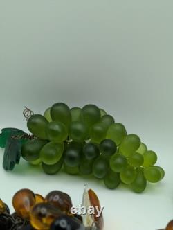 Bundle Of Vintage Murano Glass Grapes Blown Rare Grapes Green Color Clear