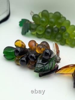 Bundle Of Vintage Murano Glass Grapes Blown Rare Grapes Green Color Clear