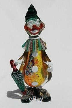 C1950 Mid Century Vintage Murano Venetian Glass Clown Figurine Latticino Details