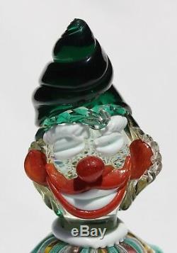 C1950 Mid Century Vintage Murano Venetian Glass Clown Figurine Latticino Details