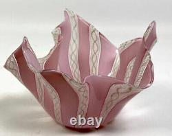 C60s Large 9 Vintage Italian Murano Glass Handkerchief Bowl Zanfirico Dish Vase