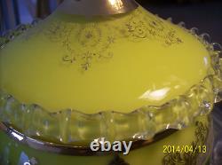 Cameo Venetian Antique Gilded Gold Opalescent Murano Spiraling Glass Compote