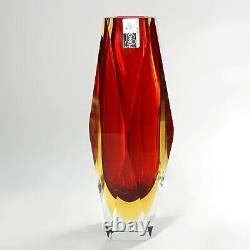 Campanella Murano Sommerso Glass Vase Alessandro Mandruzzato Italian Vintage Red