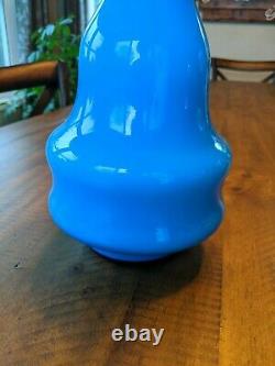 Carlo Moretti Empoli Murano Blue Cased Glass Jug Pitcher Ewer vintage MCM