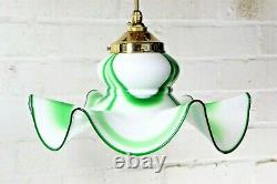 Ceiling Light A Vintage Italian Murano 1970s Glass Green & White Cased Pendant