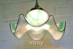 Ceiling Light A Vintage Italian Murano 1970s Glass Green & White Cased Pendant