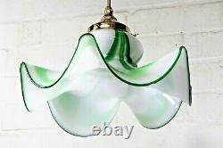 Ceiling Light A Vintage Italian Murano 1970s Glass Green & White Cased Pendant