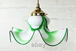 Ceiling Light A Vintage Italian Murano 1970s Glass Green & White Cased Pendant