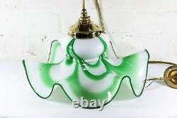 Ceiling Light A Vintage Italian Murano 1970s Glass Green & White Cased Pendant