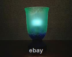 Cenedese Murano Vintage 1970s Scavo Glass Blue / Green Table Lamp with Label