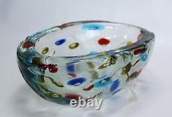 Cenedese Polka Dot Bullicante Bowl Vintage Murano Glass Centerpiece Labeled