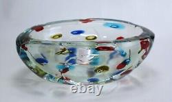 Cenedese Polka Dot Bullicante Bowl Vintage Murano Glass Centerpiece Labeled