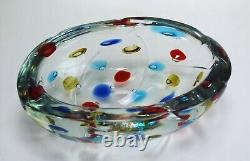 Cenedese Polka Dot Bullicante Bowl Vintage Murano Glass Centerpiece Labeled