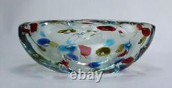 Cenedese Polka Dot Bullicante Bowl Vintage Murano Glass Centerpiece Labeled