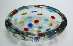 Cenedese Polka Dot Bullicante Bowl Vintage Murano Glass Centerpiece Labeled