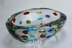 Cenedese Polka Dot Bullicante Bowl Vintage Murano Glass Centerpiece Labeled