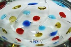 Cenedese Polka Dot Bullicante Bowl Vintage Murano Glass Centerpiece Labeled
