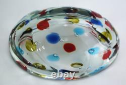 Cenedese Polka Dot Bullicante Bowl Vintage Murano Glass Centerpiece Labeled
