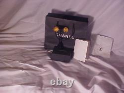 Chanel Vintage 1980' S Clip On Earrings Amber Color Murano Glass, Refurbished