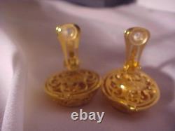Chanel Vintage 1980' S Clip On Earrings Amber Color Murano Glass, Refurbished