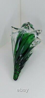 Clear & Green Crystal Art Glass Figural Christmas Tree 8 Murano Style