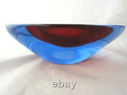 Da Ros Cenedese art glass designer bowl Sommerso blue / red space age Murano