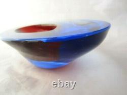 Da Ros Cenedese art glass designer bowl Sommerso blue / red space age Murano