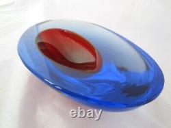 Da Ros Cenedese art glass designer bowl Sommerso blue / red space age Murano