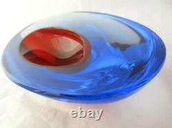 Da Ros Cenedese art glass designer bowl Sommerso blue / red space age Murano