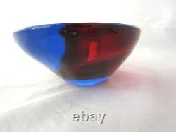 Da Ros Cenedese art glass designer bowl Sommerso blue / red space age Murano