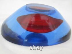 Da Ros Cenedese art glass designer bowl Sommerso blue / red space age Murano