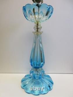EXCEPTIONAL EARLY MCM 1950s vintage MURANO GLASS SEGUSO LIGHT BLUE TABLE LAMP