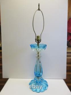 EXCEPTIONAL EARLY MCM 1950s vintage MURANO GLASS SEGUSO LIGHT BLUE TABLE LAMP