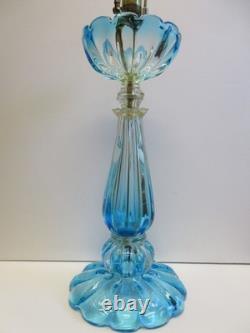 EXCEPTIONAL EARLY MCM 1950s vintage MURANO GLASS SEGUSO LIGHT BLUE TABLE LAMP