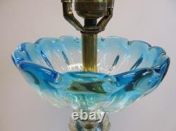 EXCEPTIONAL EARLY MCM 1950s vintage MURANO GLASS SEGUSO LIGHT BLUE TABLE LAMP