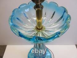 EXCEPTIONAL EARLY MCM 1950s vintage MURANO GLASS SEGUSO LIGHT BLUE TABLE LAMP