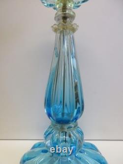 EXCEPTIONAL EARLY MCM 1950s vintage MURANO GLASS SEGUSO LIGHT BLUE TABLE LAMP