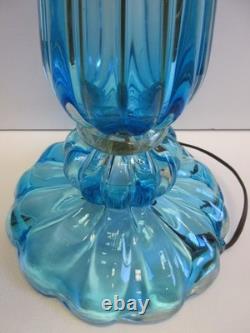 EXCEPTIONAL EARLY MCM 1950s vintage MURANO GLASS SEGUSO LIGHT BLUE TABLE LAMP