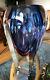 EXCEPTIONAL VTG Murano Italian Art Glass Sommerso Electric Blue Red UFO Vase