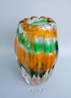 Elegant Vintage Murano Multicolors Glass Vase by Alfredo Barbini