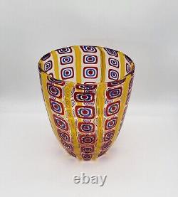 Elio Raffaeli Attributed Canne Glass Vase Murano Italy Vintage Signed Gorgeous