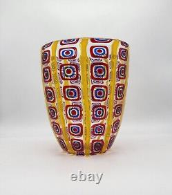 Elio Raffaeli Attributed Canne Glass Vase Murano Italy Vintage Signed Gorgeous