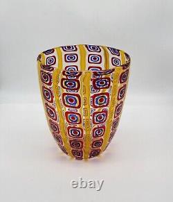 Elio Raffaeli Attributed Canne Glass Vase Murano Italy Vintage Signed Gorgeous