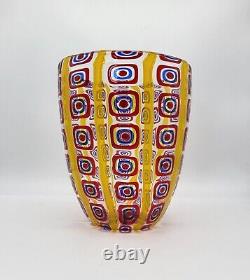 Elio Raffaeli Attributed Canne Glass Vase Murano Italy Vintage Signed Gorgeous