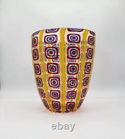 Elio Raffaeli Attributed Canne Glass Vase Murano Italy Vintage Signed Gorgeous