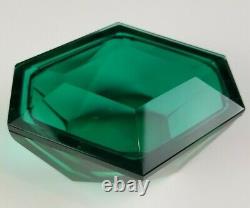Emerald Green Vintage Murano Faceted Glass Box