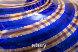 Ercole Barovier Toso Vase Spira Aurata Murano Art Glass Vase Blue, Red, 24k Gold