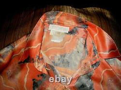 Escada Vintage Silk Blouse In Shades Of Peach Blue Murano Glass Print 38 10-12