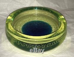 Estate Vintage Galliano Ferro Murano Uranium Glass Bullicante Ashtray Bowl