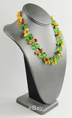 Estate Vintage Murano Hand Blown Carmen Miranda Glass Fruit Set Necklace Earring